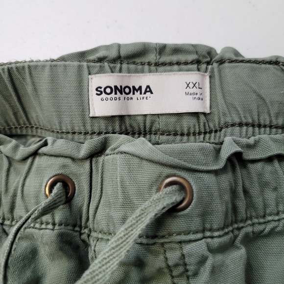 Sonoma Goods For Life Olive Green Cargo Cropped Pants Tie Waist Drawstring XXL - Picture 5 of 7